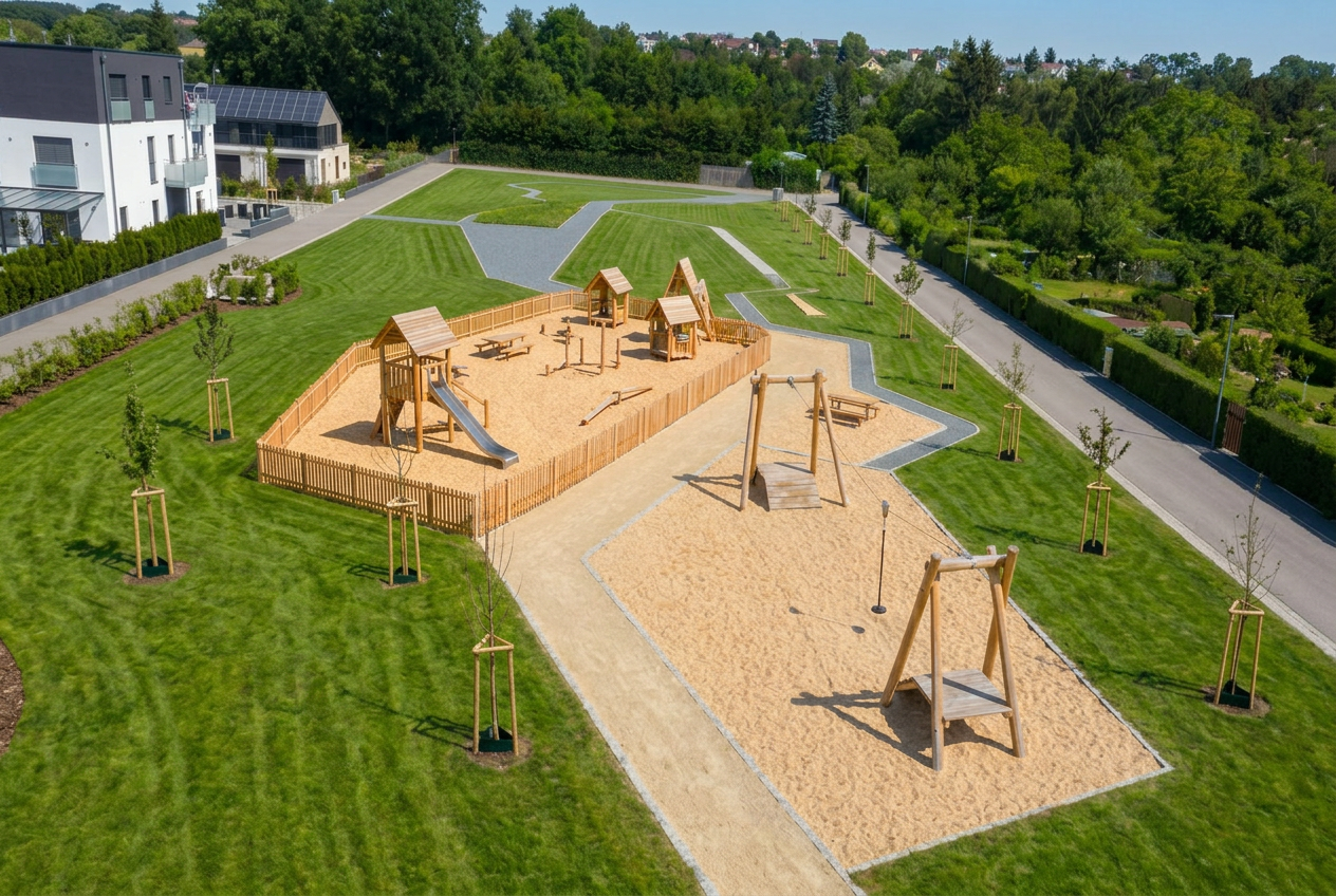 Aktuelles Bauprojekt – Kinderspiel- und Bolzplatz von Alka Bau